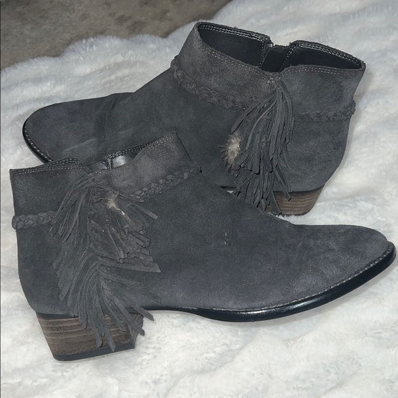 Gianni Bini Grey Suede Leather Booties - Picture 4 of 8